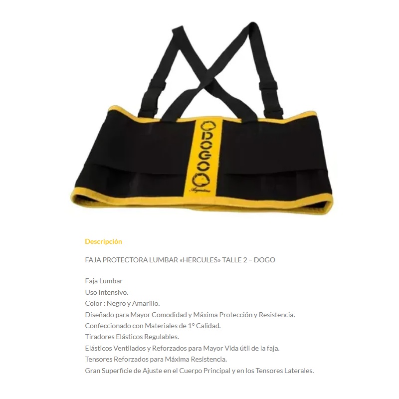 FAJA LUMBAR TALLE 2 (6 BALLENAS) HERCULES