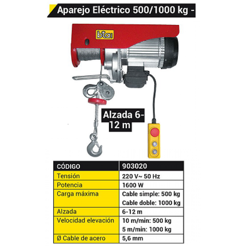 APAREJO ELECT.500/1000KG.     -