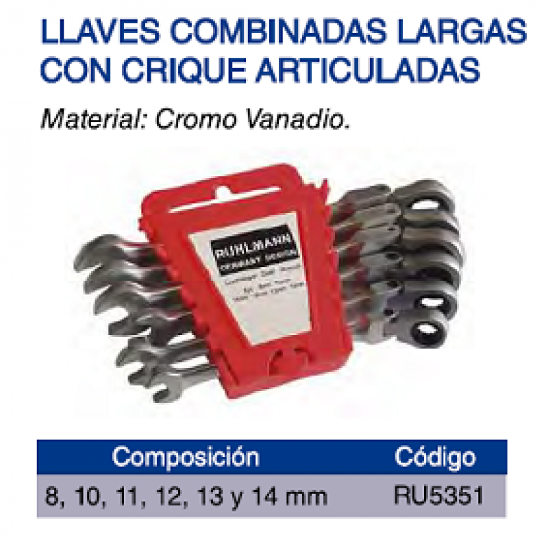 JUEGO LLAVES COMB.ARTICULADAS 6 PZ . C/CRIQ.