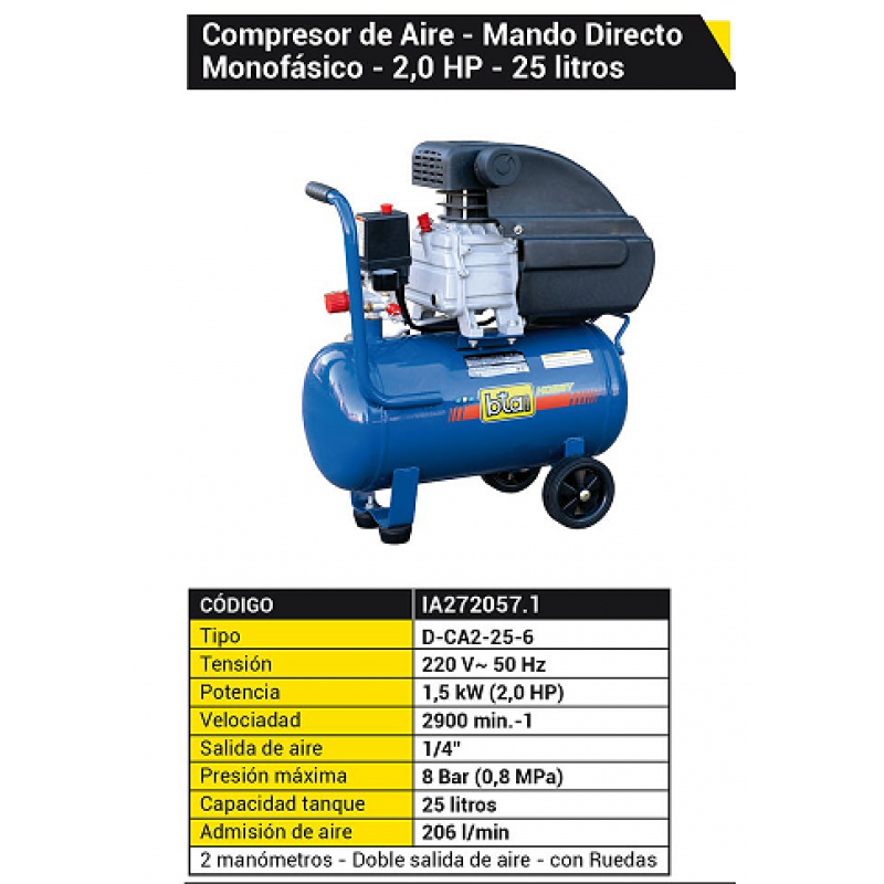 COMPRESOR  25LTS.2.0HP*MONO