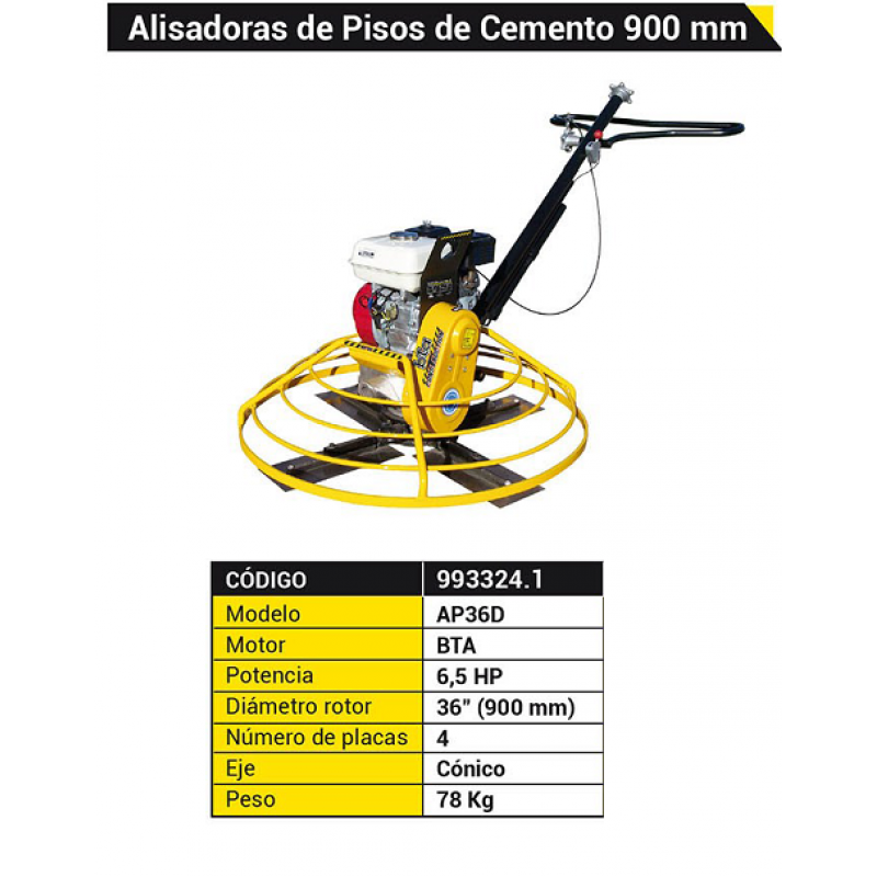 CONST.ALISADOR P/CEMENTO 6.5HP 90CM