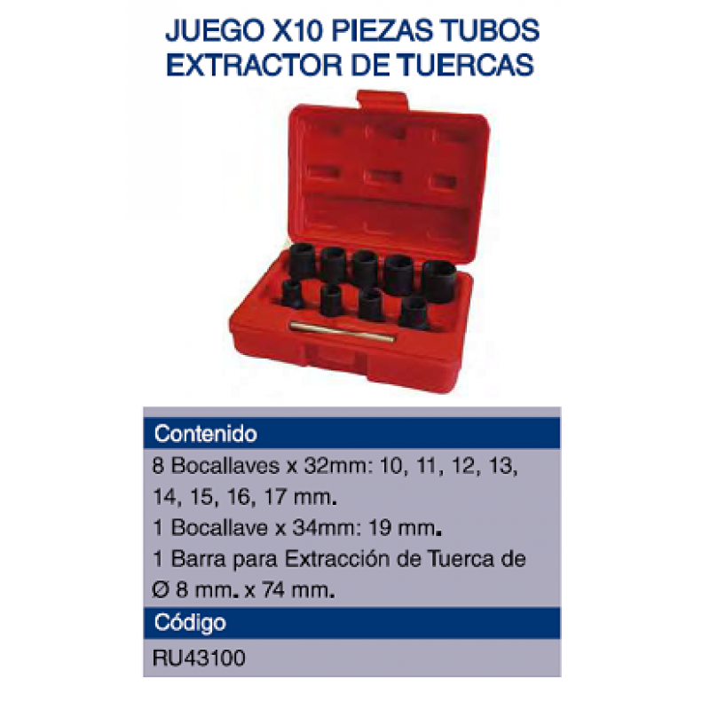 JUEGO TUBOS TUERCAS REDONDEADAS