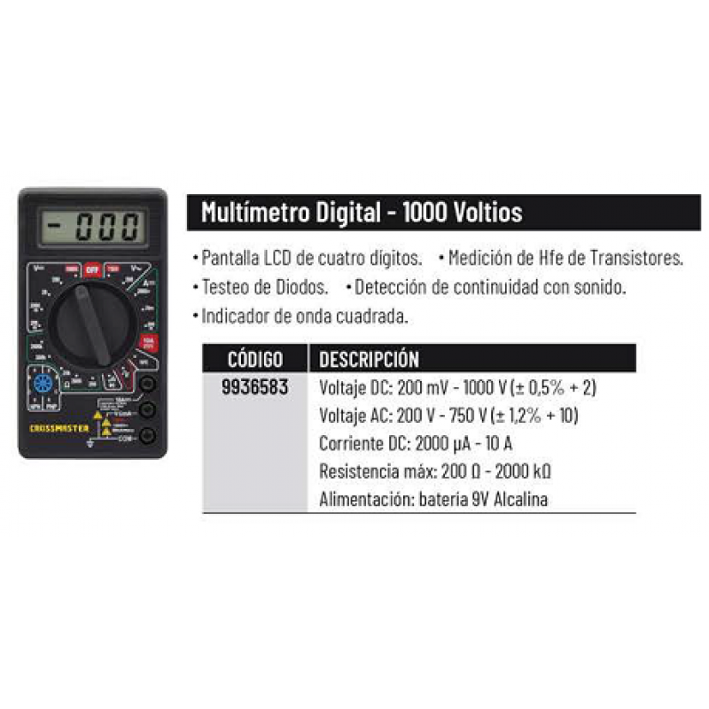 MULTIMETRO DIGITAL 200-1000V