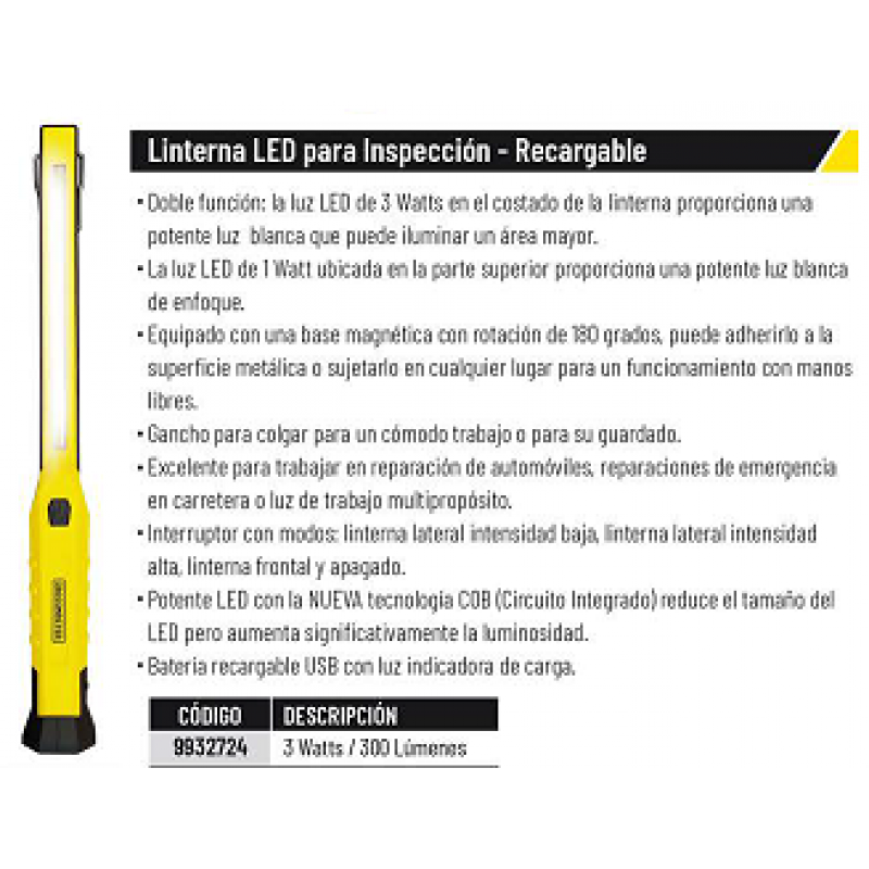 LINTERNA LED MAGNETICA MOVIL 3W