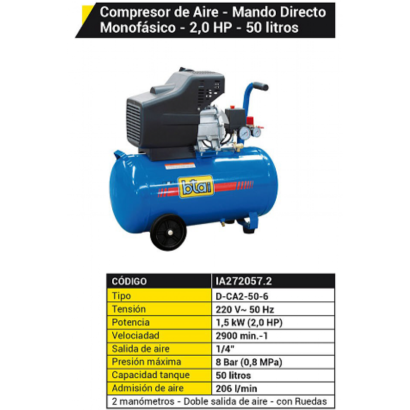 COMPRESOR  50LTS.2.0HP*MONO