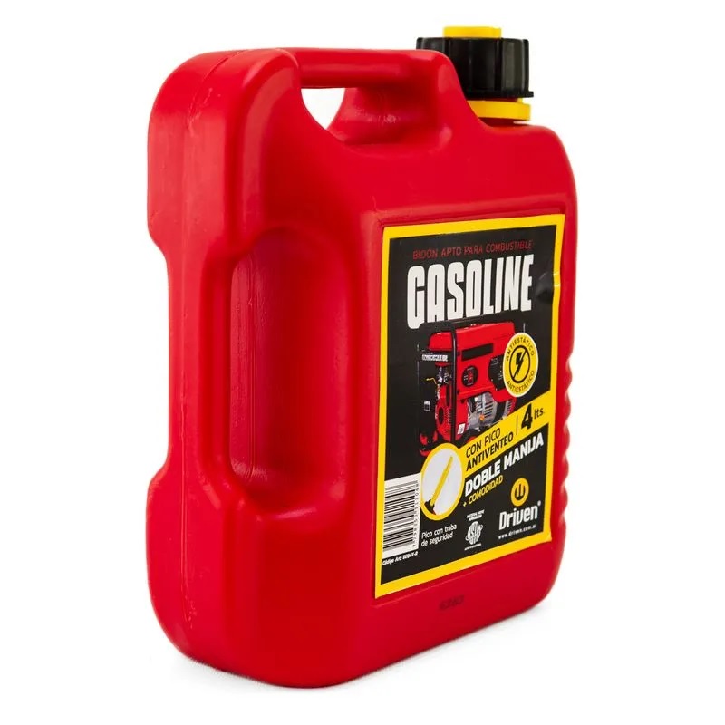 BIDON COMBUSTIBLE PLASTICO ROJO 4LTS. CHATO