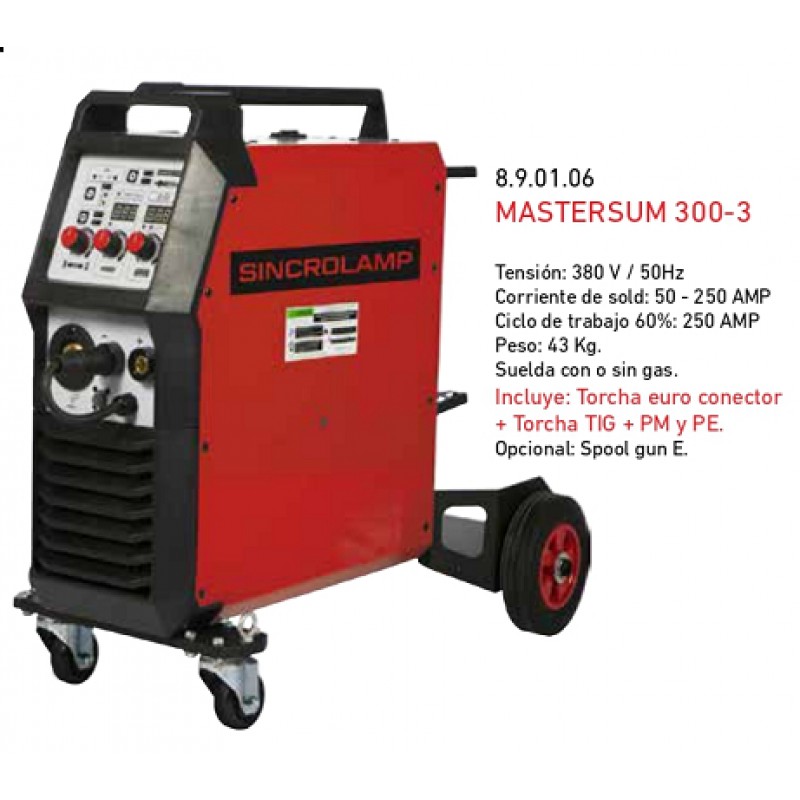 SOLDADORA MIG 250A.MAG/MMA/TIG 380V.