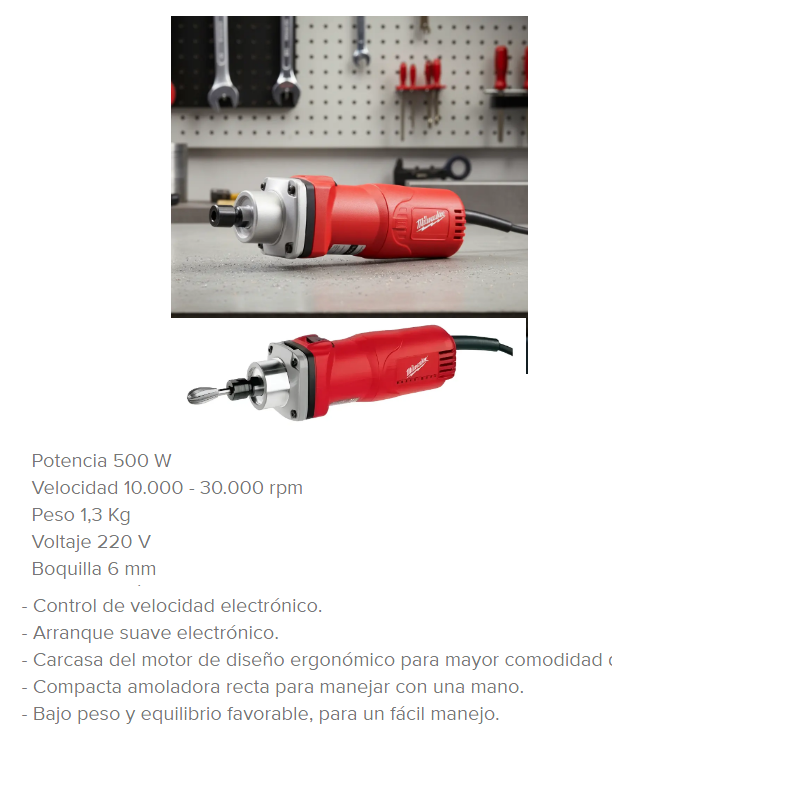 AMOLADORA RECTA MAND.1/4" 500W.