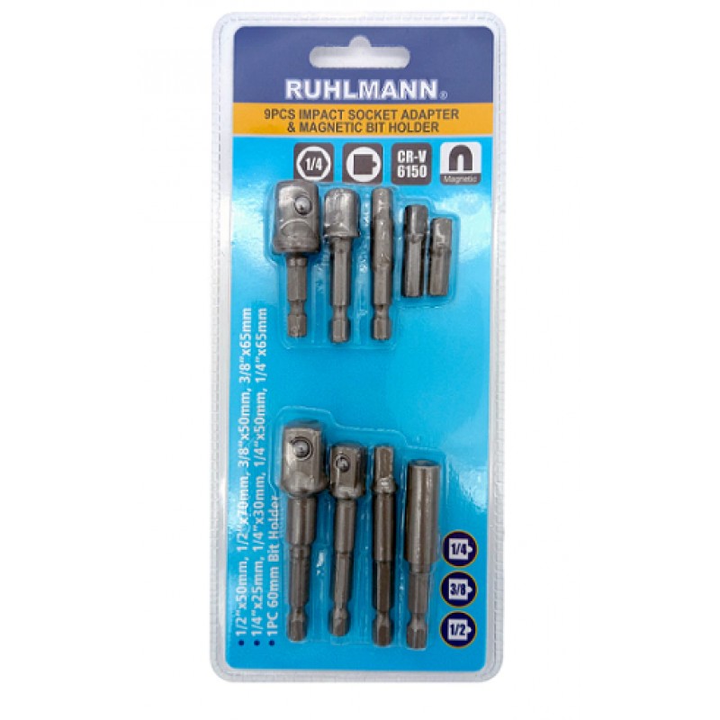 JUEGO ADAPTADOR EXAG.1/4" 9 PZ.
