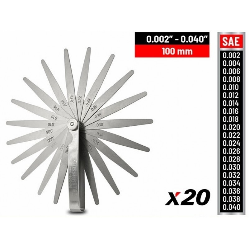 SONDA PULGADA 20 PZAS. PLANA 0.002"