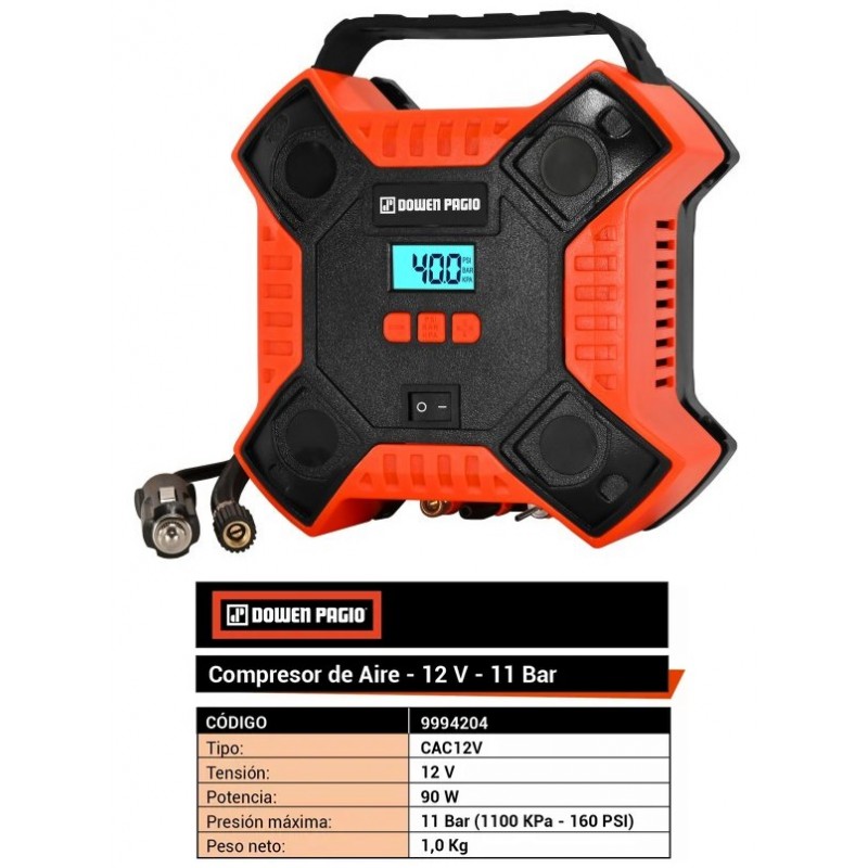 COMPRESOR DE AIRE 12V. 180W. 160 PSI DIGITAL