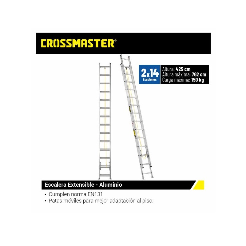 ESCALERA ALUMINIO EXTENSIBLE 28  4.36/7.62M