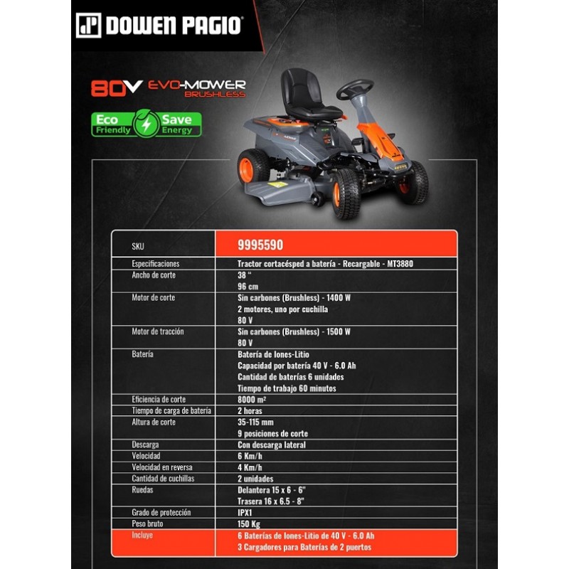 MINI TRACTOR 80V. 38" BRUSHLESS