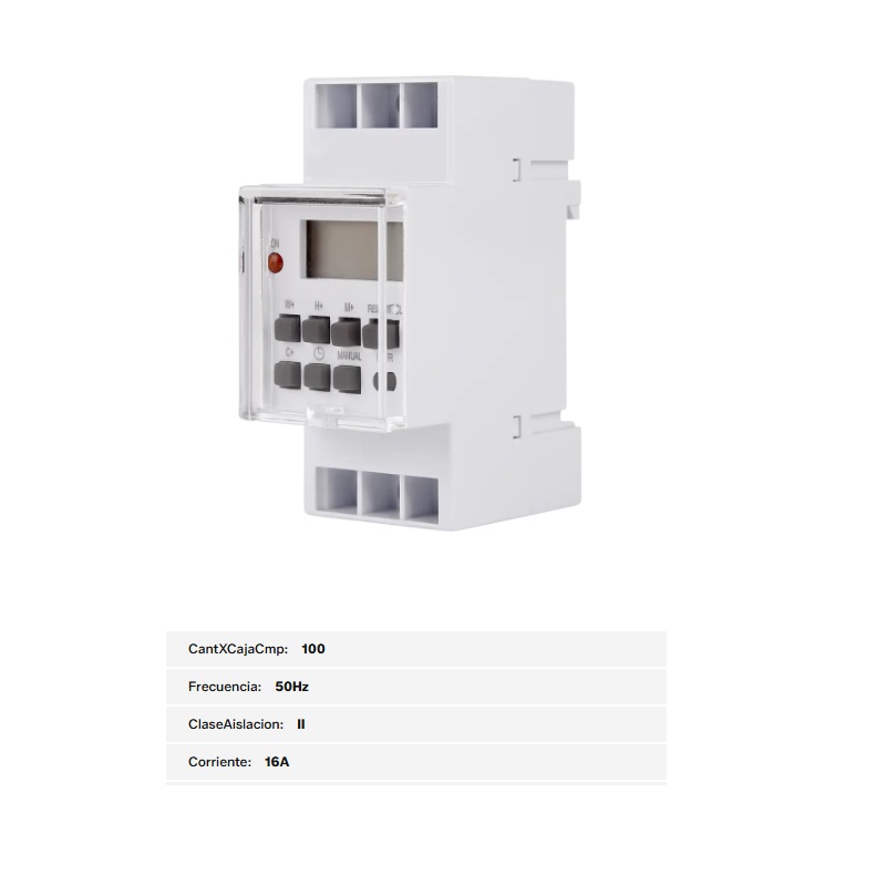 TIMER DIGITAL 16 A RIEL DIN NOVALUCCE