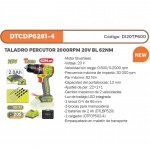 TALADRO PERCUTOR 2000RPM 20V BL 62NM