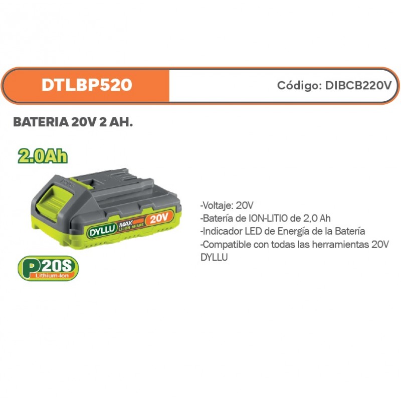 BATERIA 20V 2 AH.