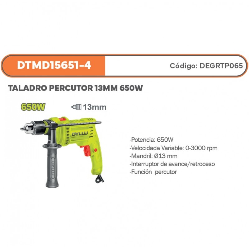 TALADRO CON PERCUTOR 650W 13MM