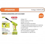 HIDROLAVADORA BATERIA 20V. 24.5 BAR  S/BAT