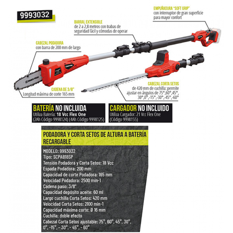 PODADORA - CORTACERCO BAT. 18V. FLEX ONE