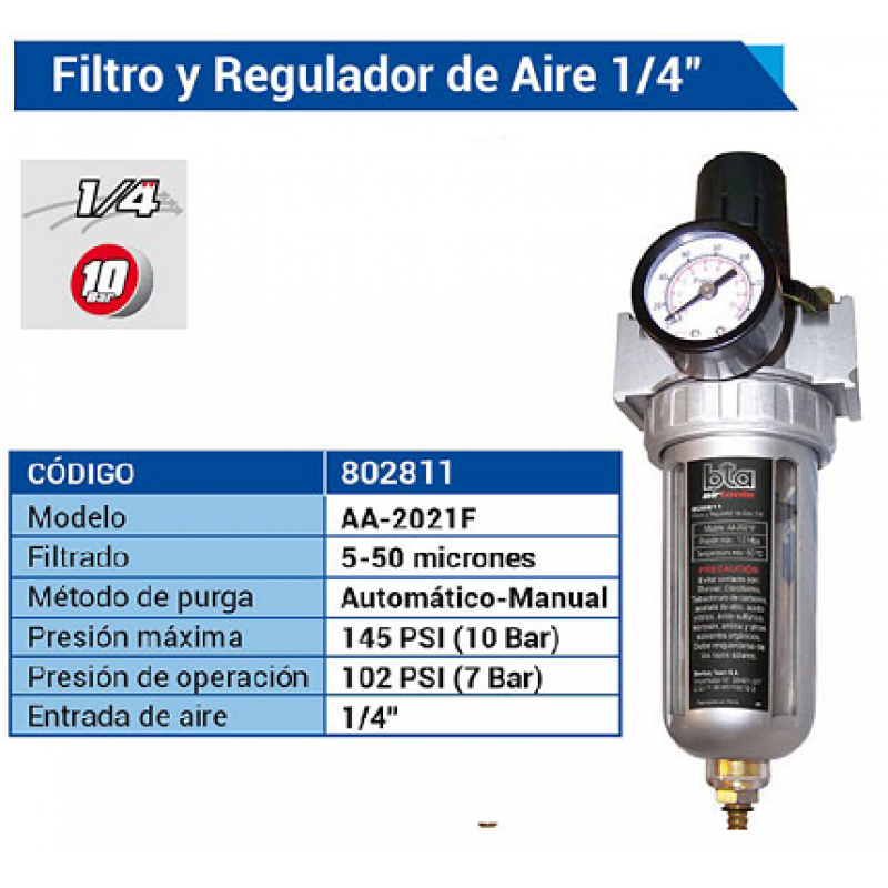 FILTRO REGUL.C/MAN/T/AGUA 1/4" (AA2021F)