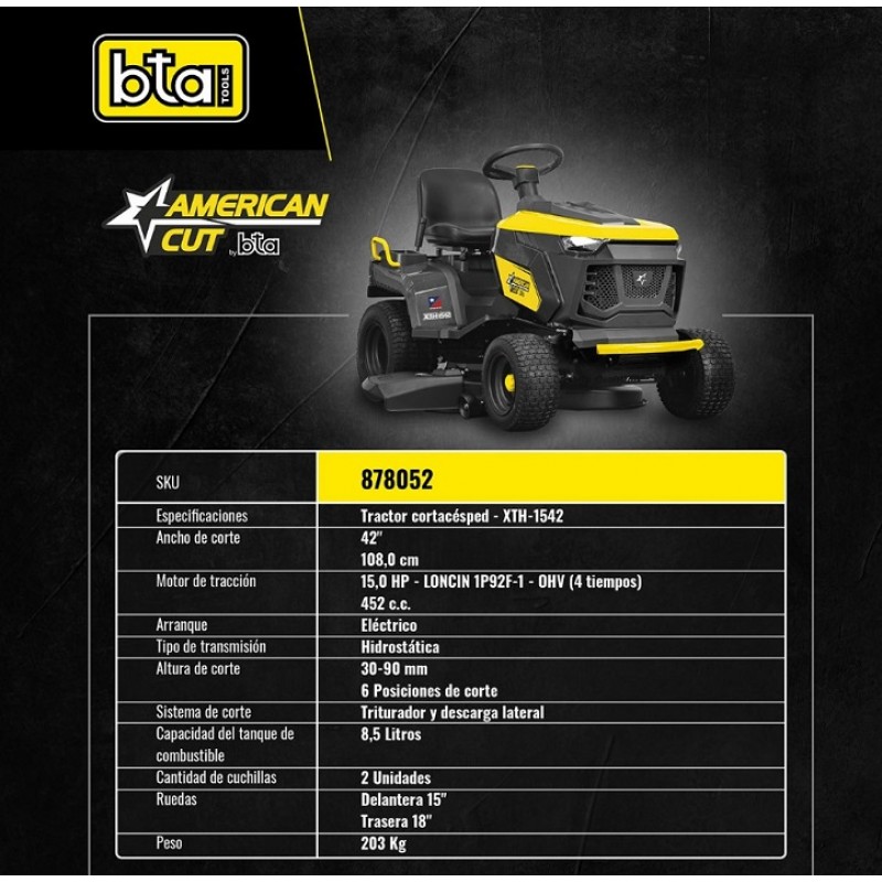 MINI TRACTOR 15.0HP.42" 452CC.B&S XTH-1542