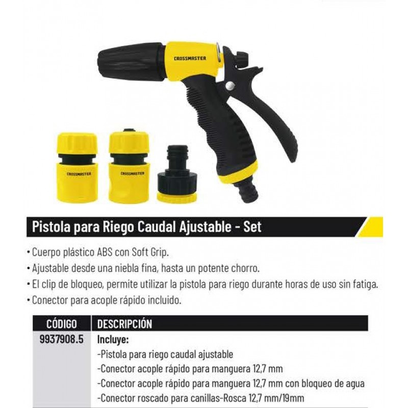 RIEGO PISTOLA CAUDAL AJUSTABLE SOFT C/CONECTORES