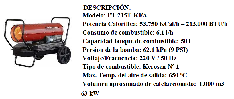 CALEFACTOR INDUSTRIAL CON TURBO - 8600cal. - FEMA