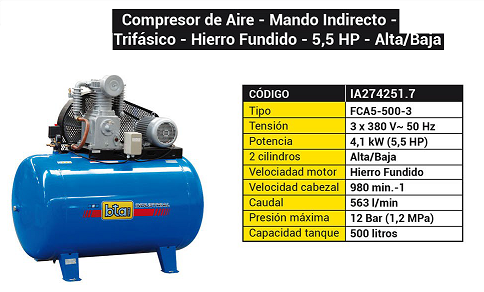 COMPRESOR 2Hp 100 LITROS 220V Y-CA2-100-6 - BTA Tools